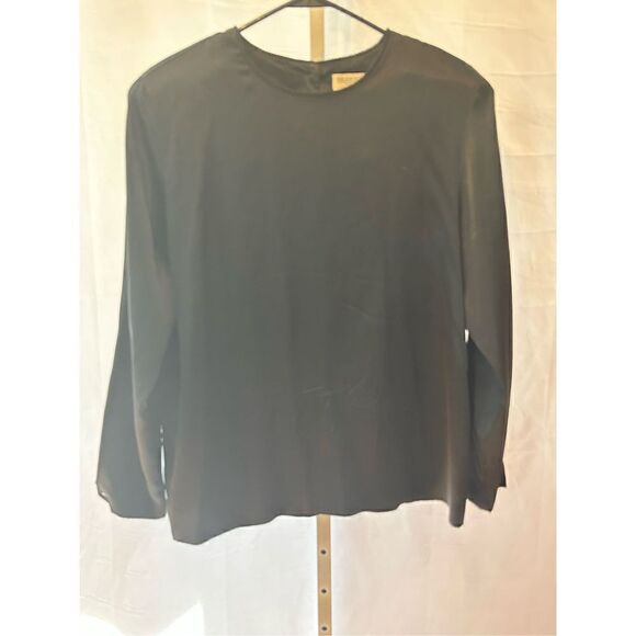 Valerie Steven’s 100% pure silk black pullover blouse two button back sz 14 - Picture 1 of 10